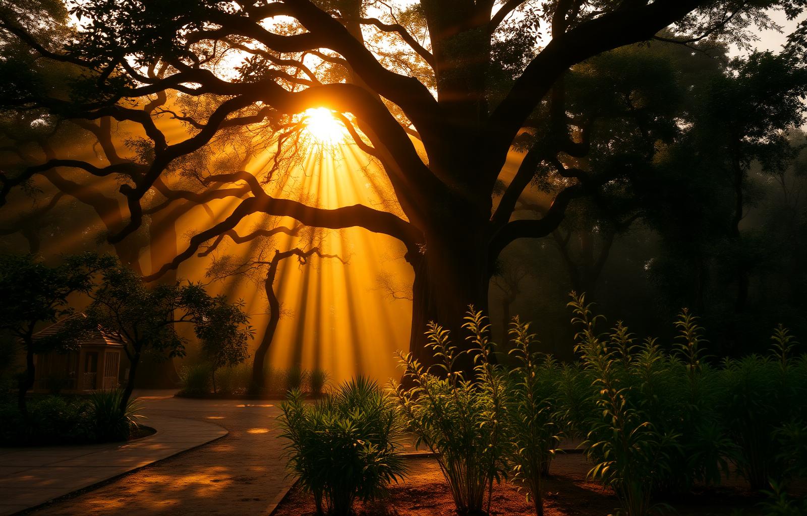 Forest sanctuary at golden hour